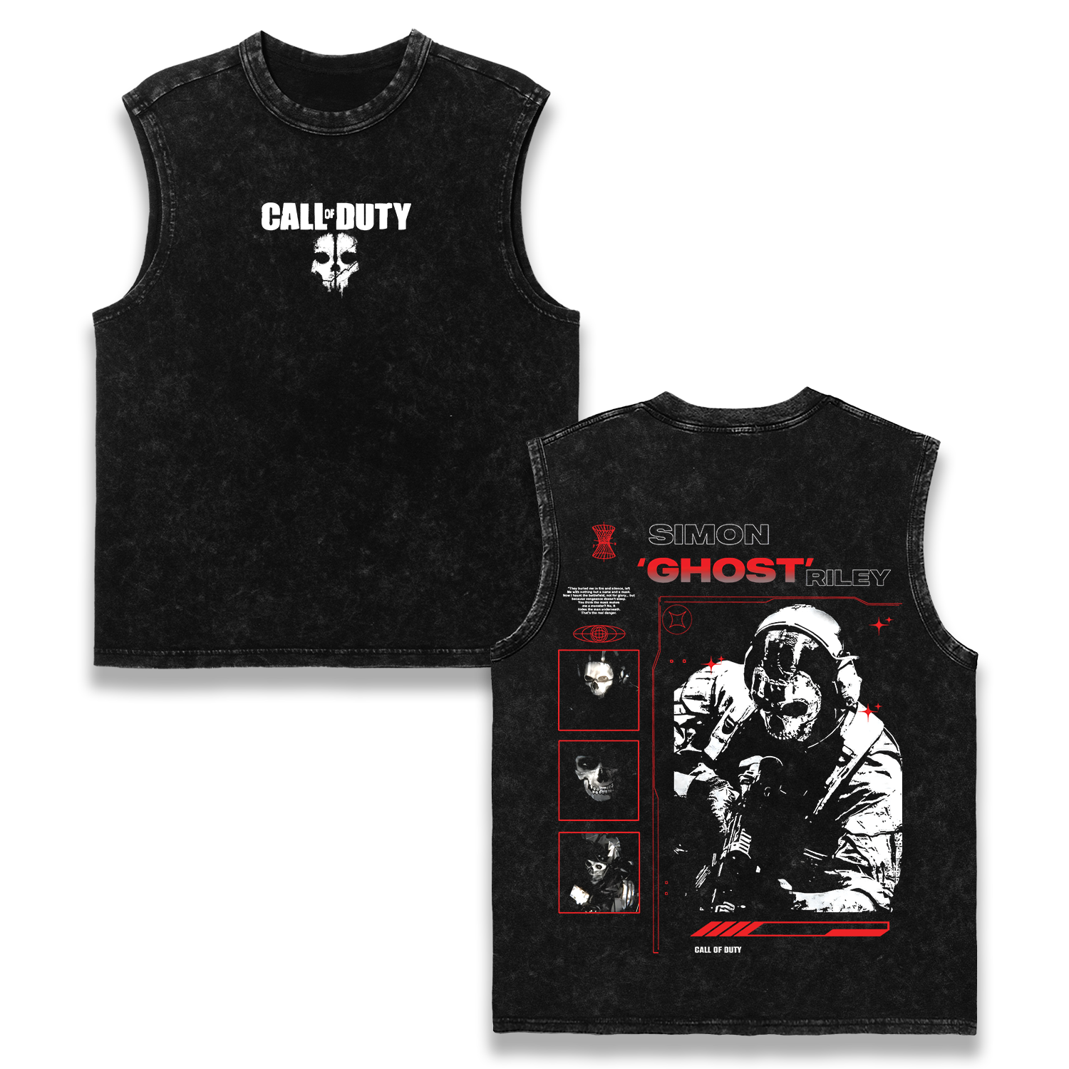 Simon Ghost Riley Call of Duty Wash Tank Top Graphic Game Streetwear v1