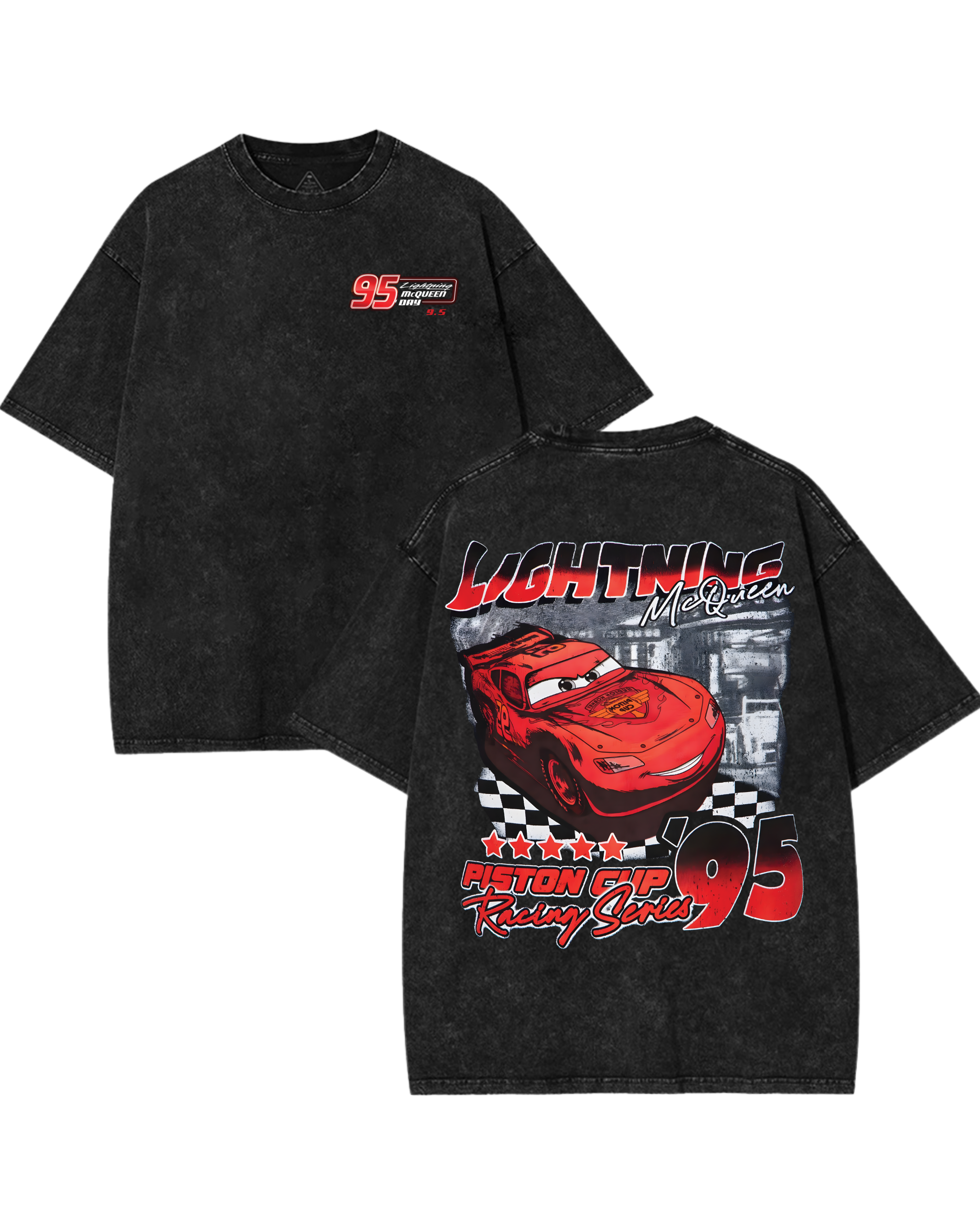 Lightning McQueen Movie Cars Retro Washed Cotton Graphic Tee