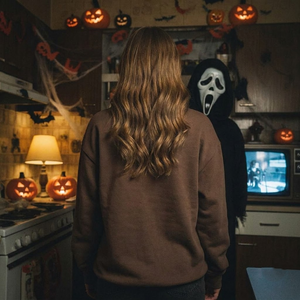 Cute Halloween Embroidery SweatShirt, Minimalist Halloween Embroidery Shirt, Spooky Season Embroidery Tee