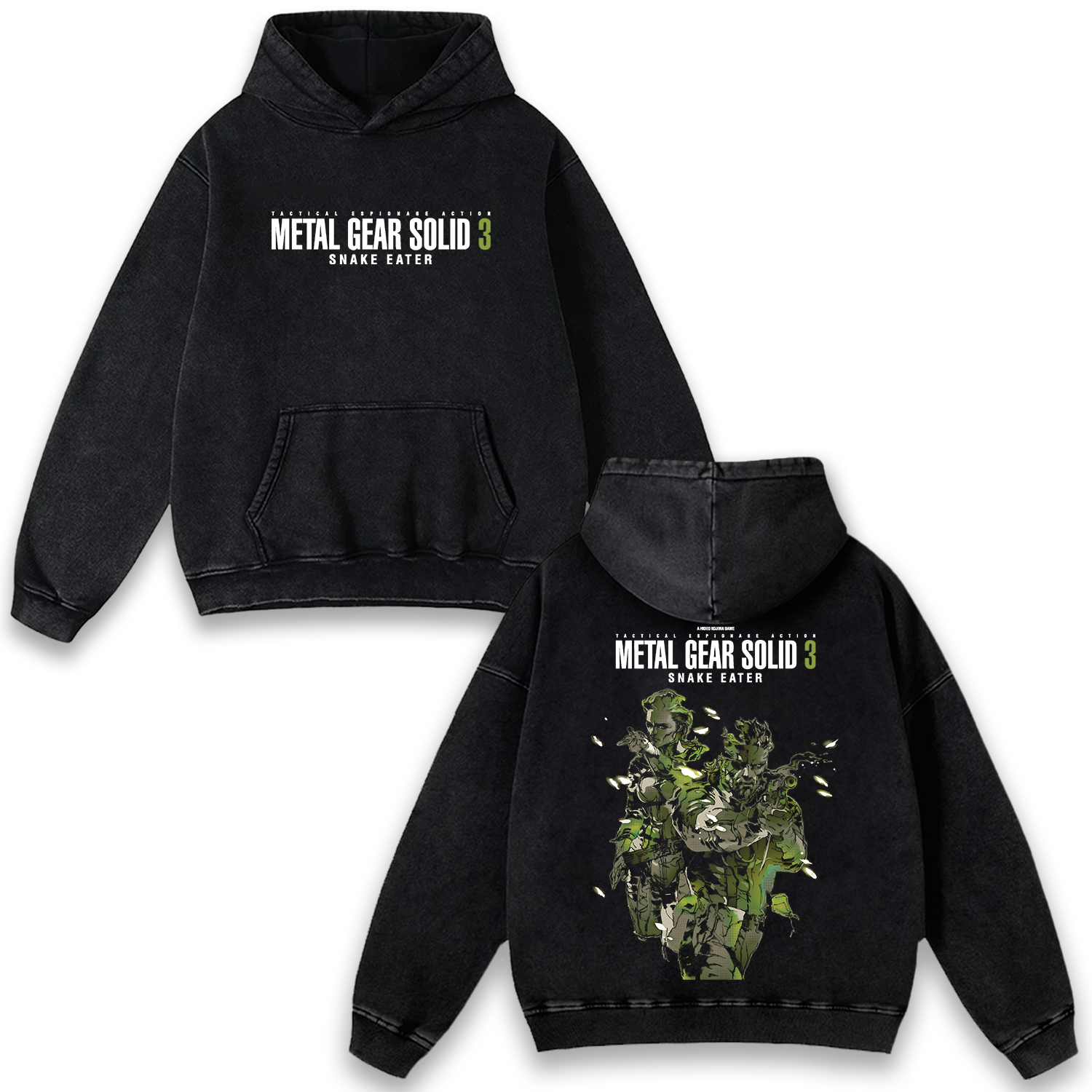 Metal Gear Solid 3 Snake Eater Wash Hoodie Game Graphic Streetwear