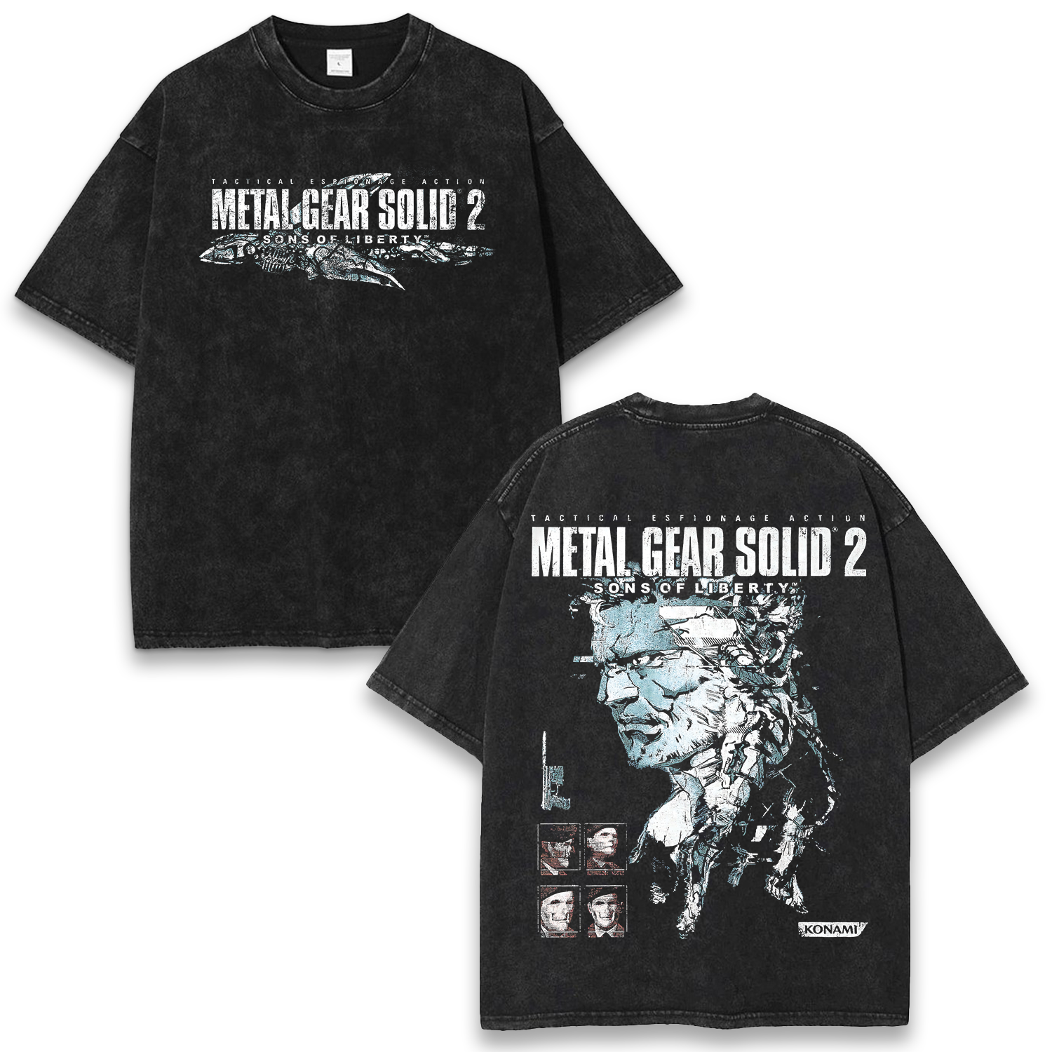Metal Gear Solid 2 Sons of Liberty Wash T-Shirt Game Streetwear