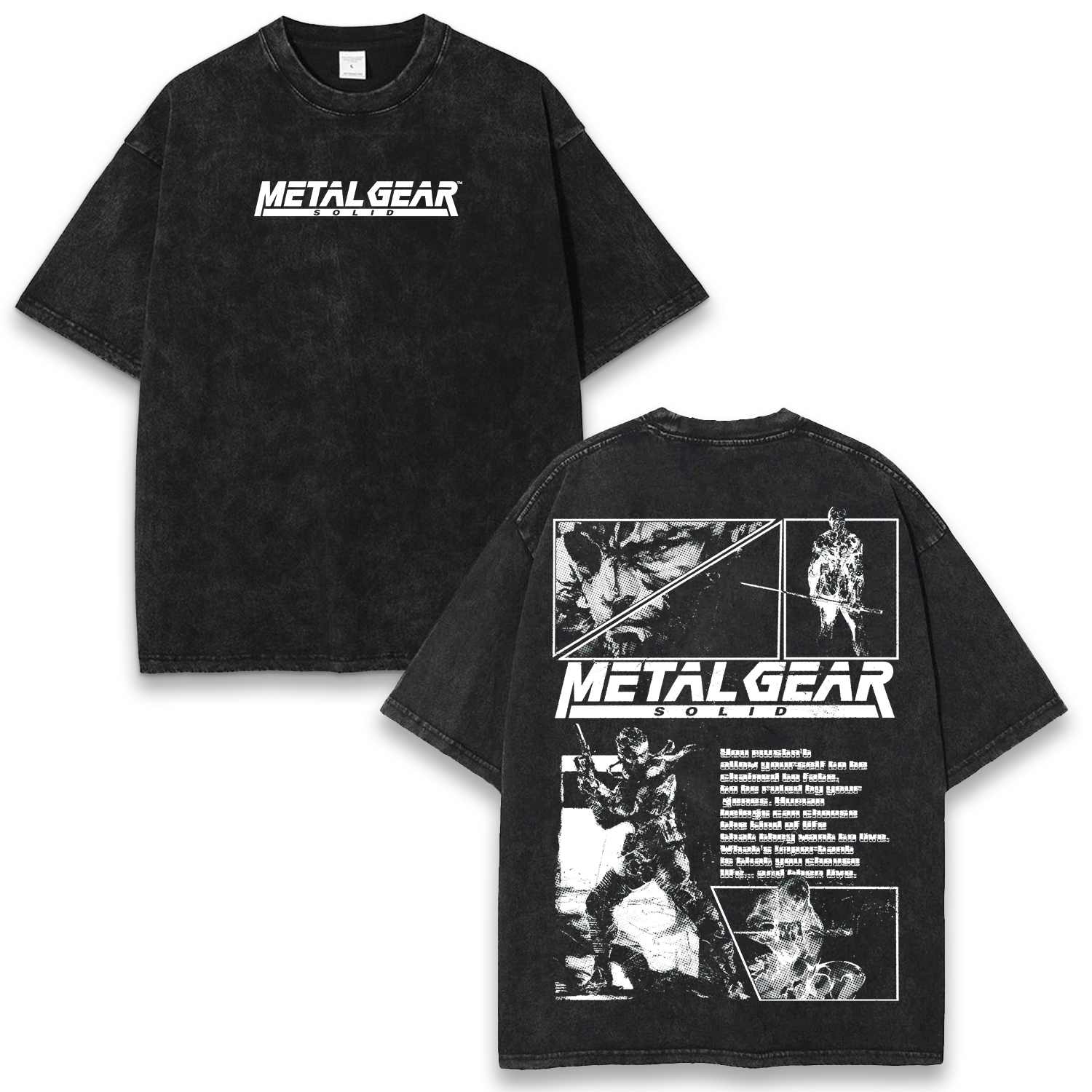 Metal Gear Solid Wash T-Shirt Game Graphic Cotton Streetwear