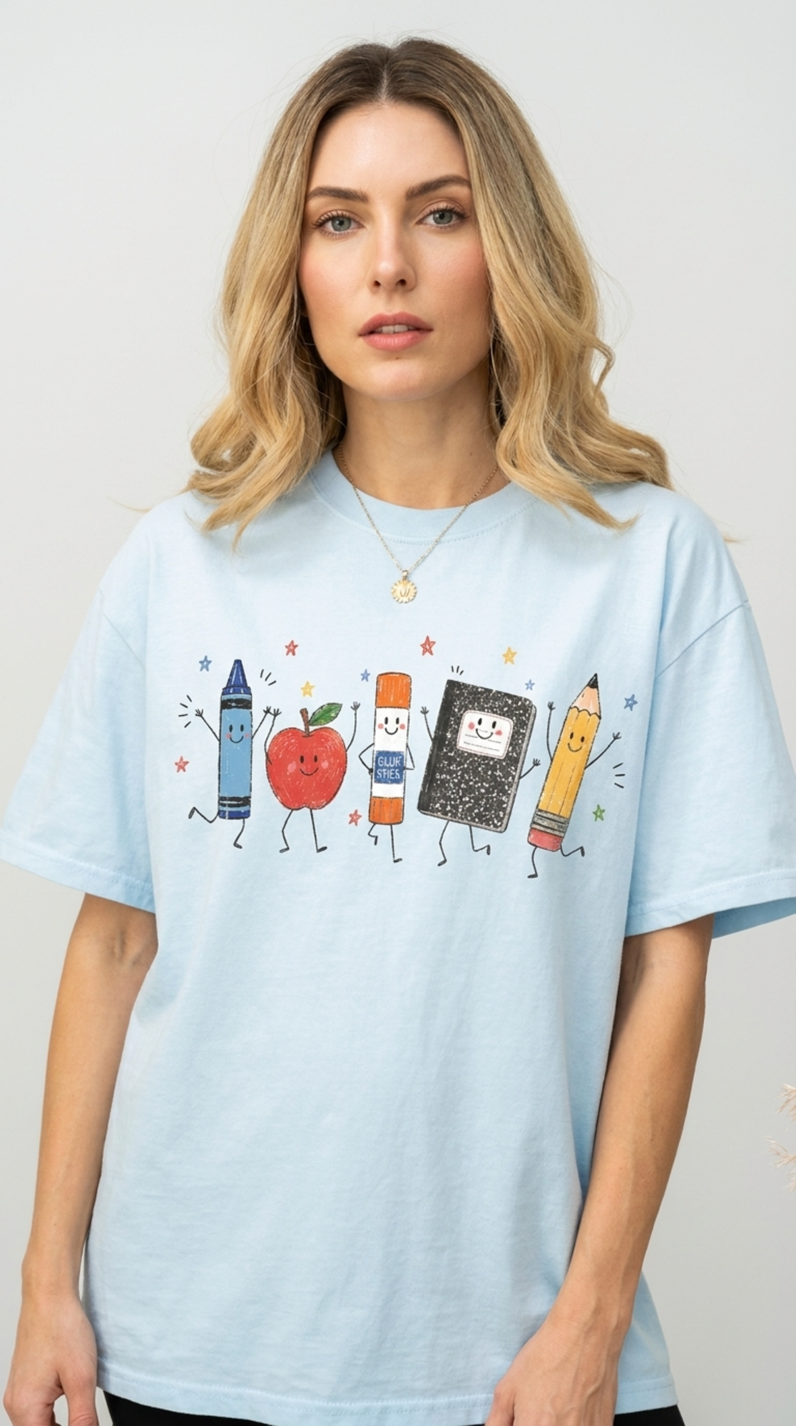 Cute Happy School Supplies Teacher T-Shirt | Back to School Graphic Tee