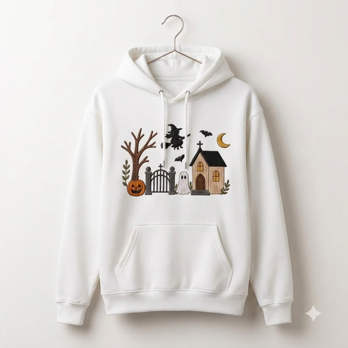 Embroidered Haunted House Hoodies, Vintage Halloween Ghost Crewneck, Spooky Season Fall Shirt, Cozy Witchy Pumpkin Gift For Her