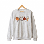 Spooky Fall Embroidered Crewneck Sweatshirt Halloween Shirt | Pumpkin Ghost Leaf Print Halloween Theme, Fall Season Wear