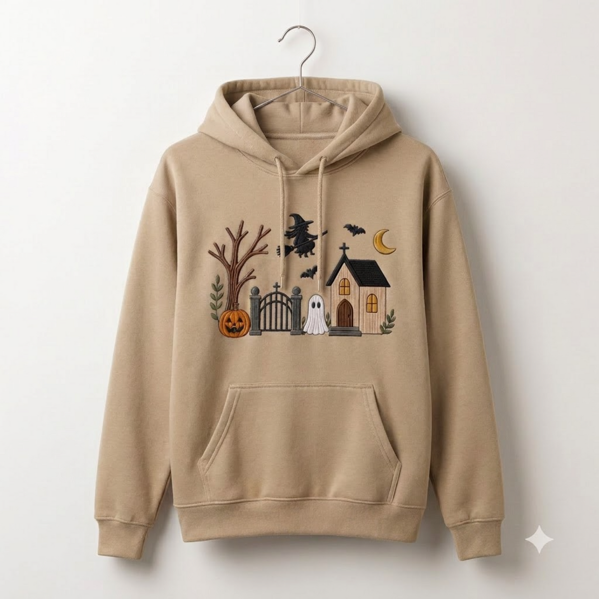 Embroidered Haunted House Hoodies, Vintage Halloween Ghost Crewneck, Spooky Season Fall Shirt, Cozy Witchy Pumpkin Gift For Her