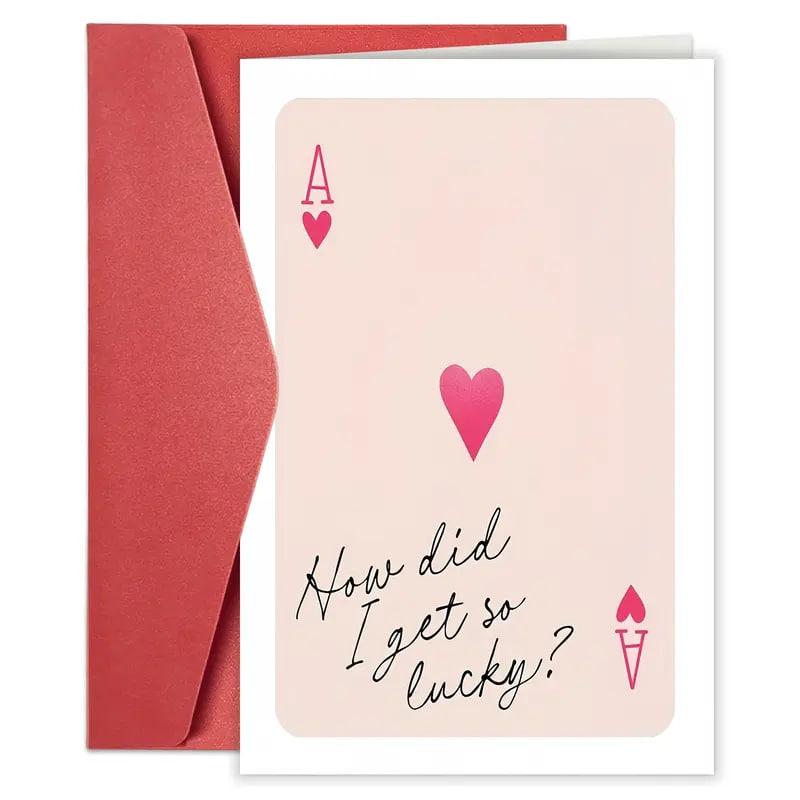 Birthday, Valentine's and Wedding Anniversary Card, Greeting Card, Inspirational Greeting Cards, Custom Message Card with Heart Envelope, Fun Lucky Gift Idea for Women, Men and Couples, Positive Message Card