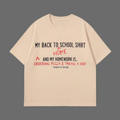 Funny Back To School T-Shirt, Sarcastic Homework Nap Tee, Organic Cotton Kids Top