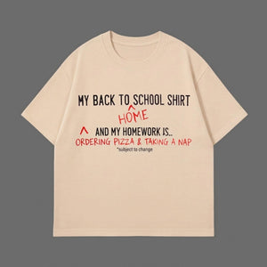 Funny Back To School T-Shirt, Sarcastic Homework Nap Tee, Organic Cotton Kids Top