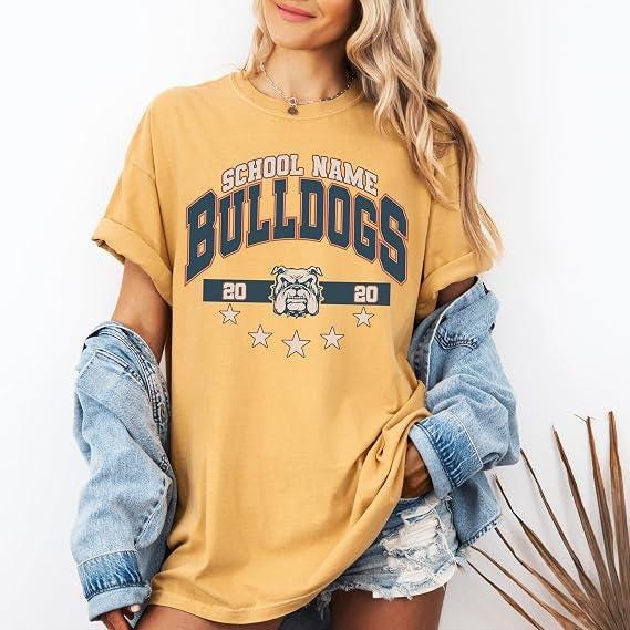 Custom School Mascot Shirt, Personalized College Letters Tee