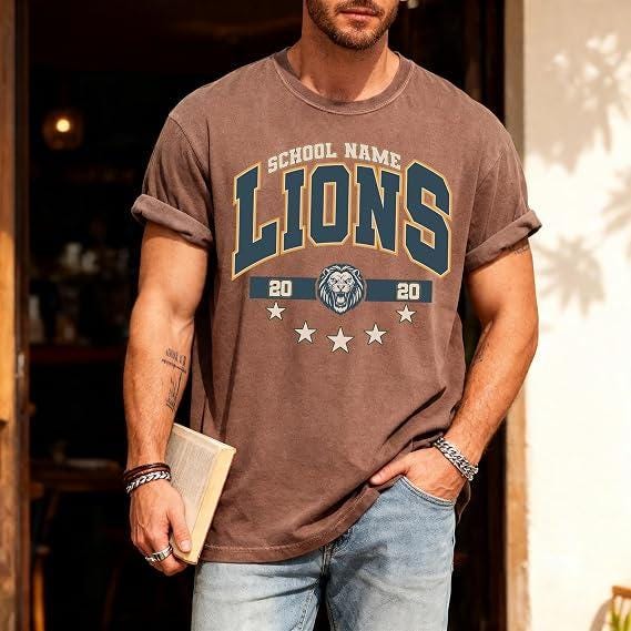 Custom School Mascot Shirt, Personalized College Letters Tee