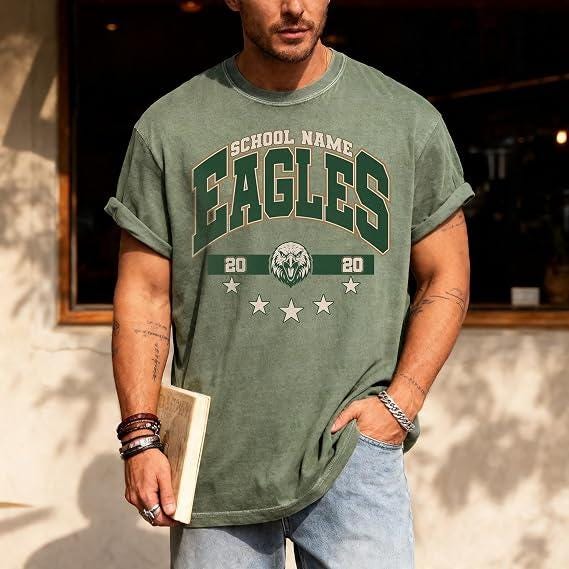 Custom School Mascot Shirt, Personalized College Letters Tee