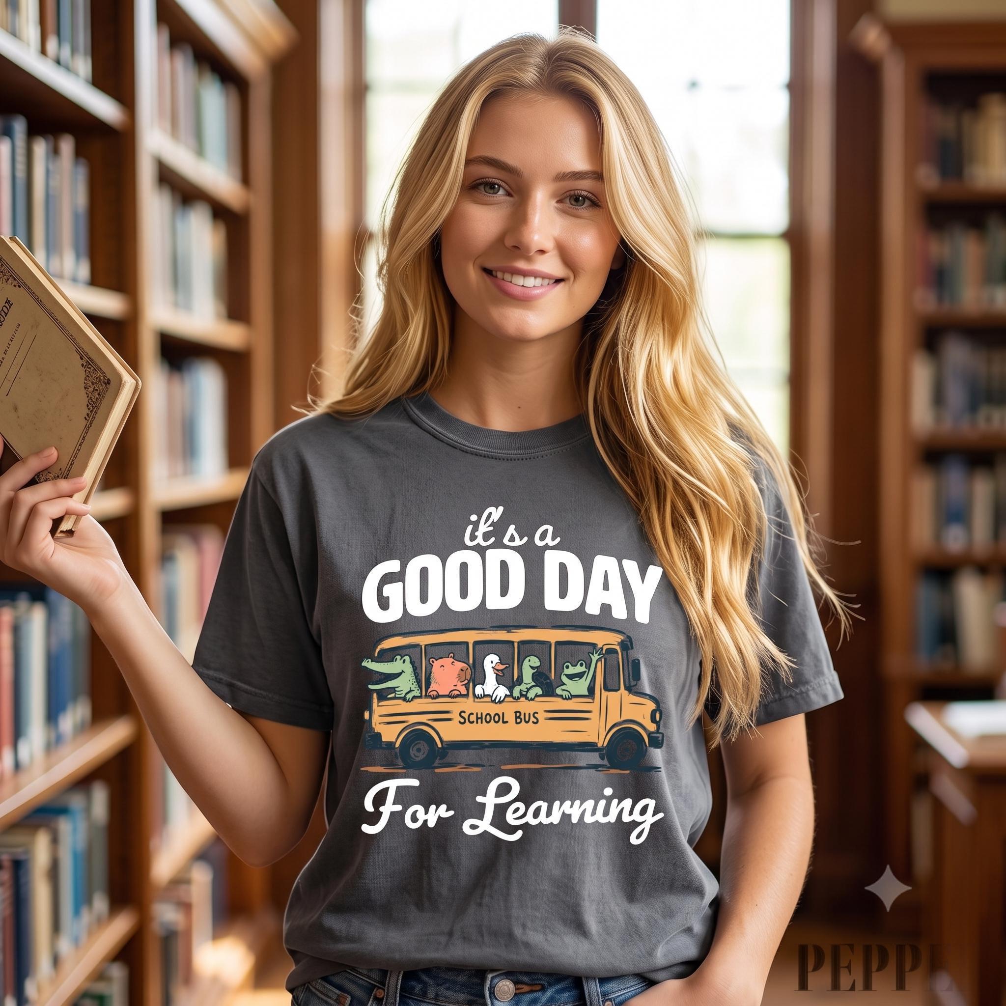 Inspirational Gift, Teacher Comfort Colors T-shirt, Learning Shirt, Bus Graphic Tee, Back to School Top,Teacher Back To School Shirt