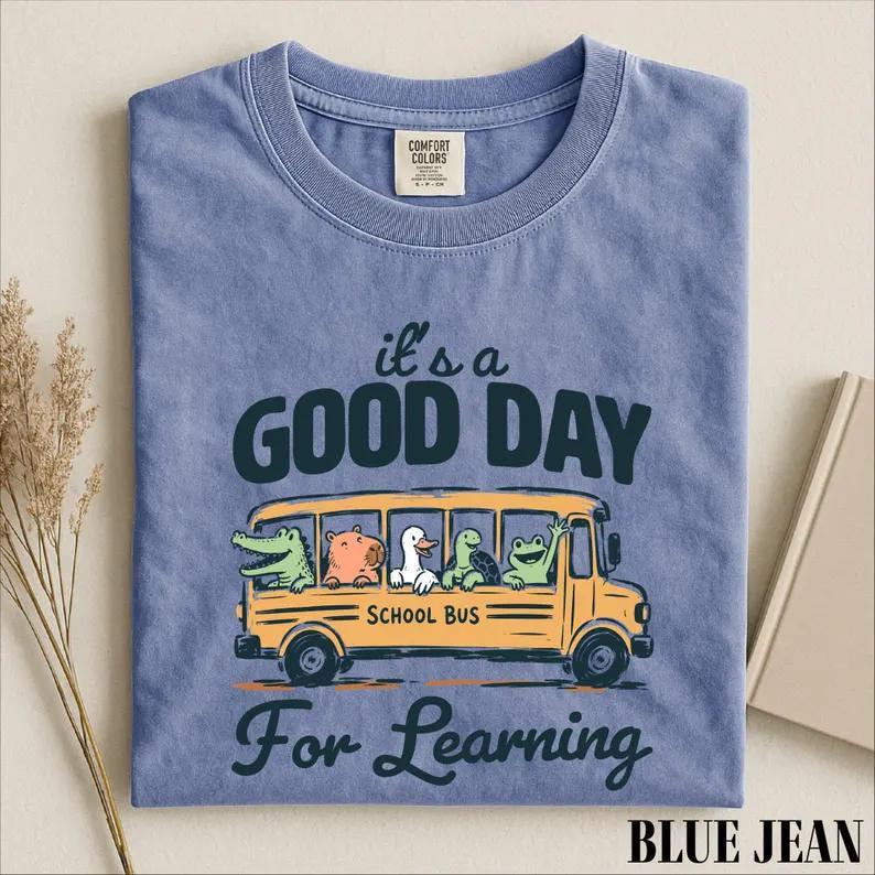 Inspirational Gift, Teacher Comfort Colors T-shirt, Learning Shirt, Bus Graphic Tee, Back to School Top,Teacher Back To School Shirt