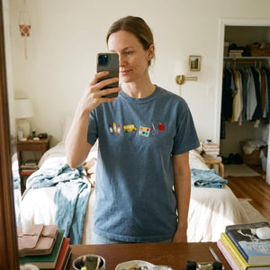 Embroidered Teacher Shirt, Unisex Crewneck Tee with School Supplies Design