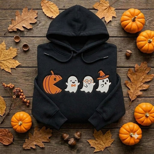 Cute Halloween Hoodies, Embroidered Ghost Pumpkin Crewneck, Cozy Fall Autumn Shirt, Ghost Lover Gift