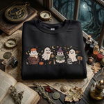 Halloween Ghost Embroidered T-Shirt, Cute Cozy Ghost Crewneck, Pumpkin Spooky Season Shirt, Fall Autumn Embroidery Gift for Women