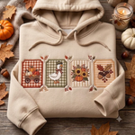 Embroidered Fall Vibes Applique Hoodies, Farmhouse Autumn Shirt, Goose Pumpkin Tractor Patchwork Shirt, Thanksgiving Gift for Her