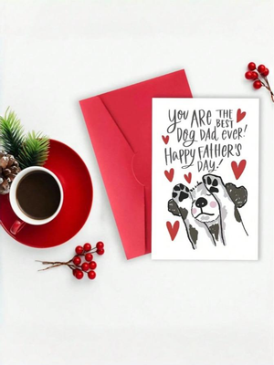 Best Dog Dad Ever!" Father's Day Card For Dog Dad With Envelope - Puppy & Heart Design, Ideal For Pet Lovers, Perfect For Father's Day Or Birthday, Blank Inner Page