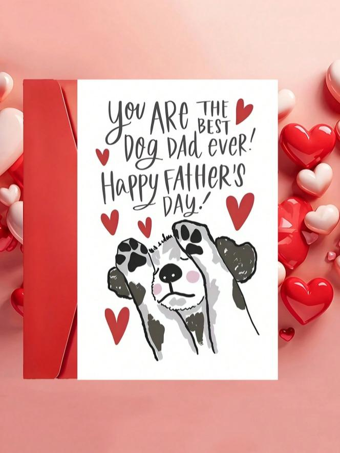 Best Dog Dad Ever!" Father's Day Card For Dog Dad With Envelope - Puppy & Heart Design, Ideal For Pet Lovers, Perfect For Father's Day Or Birthday, Blank Inner Page