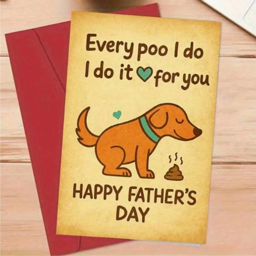 Funny Father's Day Card For Dog Lovers, Cute Pet Humorous Greeting Card, Ideal Gift For Dog Dad, Celebrate Fatherly Love With Smiles, Includes Envelope + Card