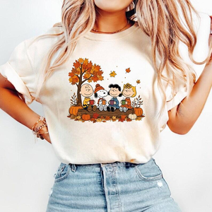 Dog Thanksgiving T-Shirt, Fall Friends Tee, Funny Cartoon Dog Shirt, Autumn Leaves Graphic Tee, Cute Fall Dog Lover Gift
