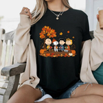 Dog Thanksgiving T-Shirt, Fall Friends Tee, Funny Cartoon Dog Shirt, Autumn Leaves Graphic Tee, Cute Fall Dog Lover Gift