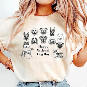 Happy National Dog Day Shirt, Cute Multiple Dog Breeds Tshirt, Retro Puppy Lover Gift For Dog Mom